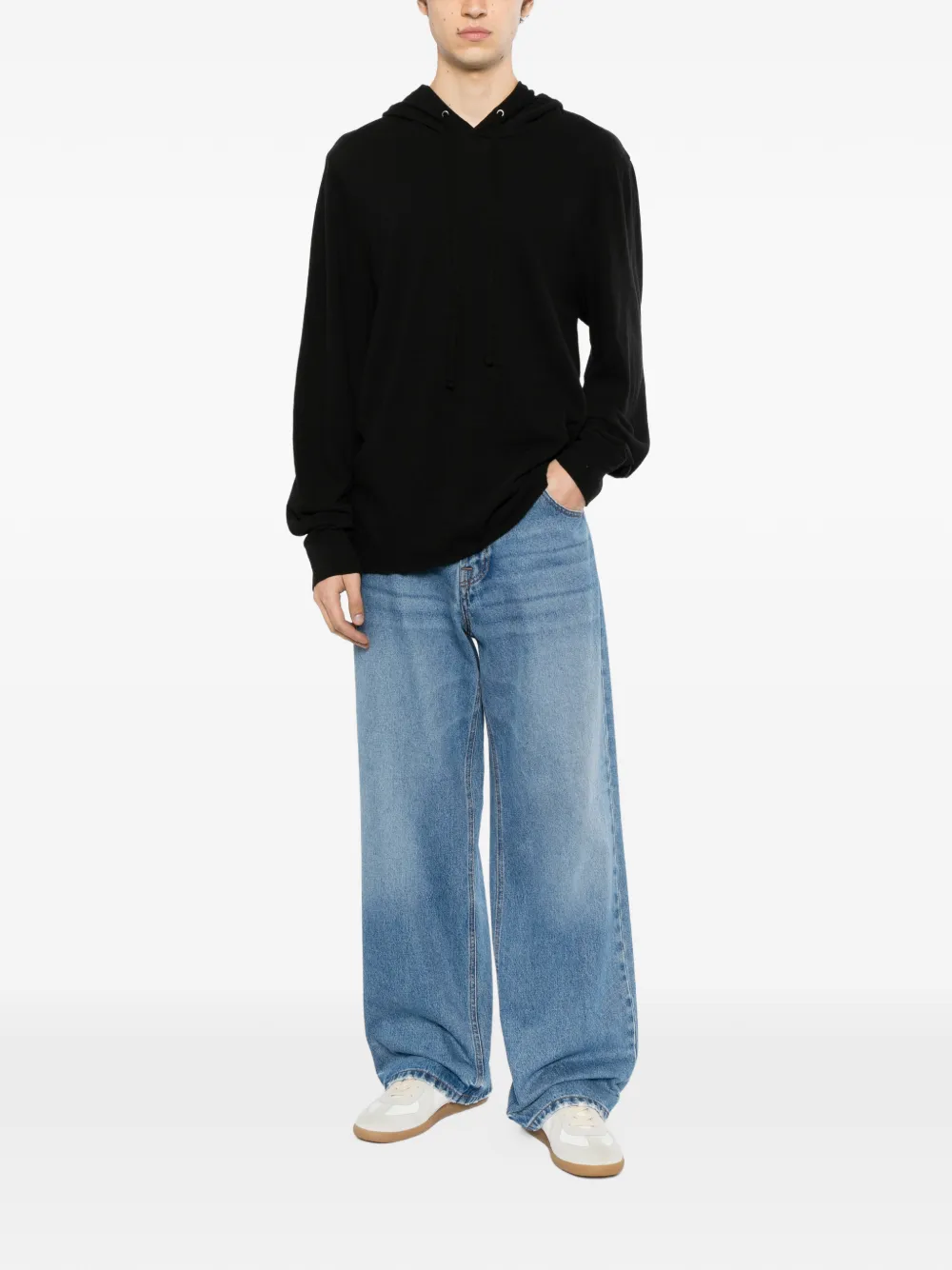 James Perse cotton slub hoodie Zwart