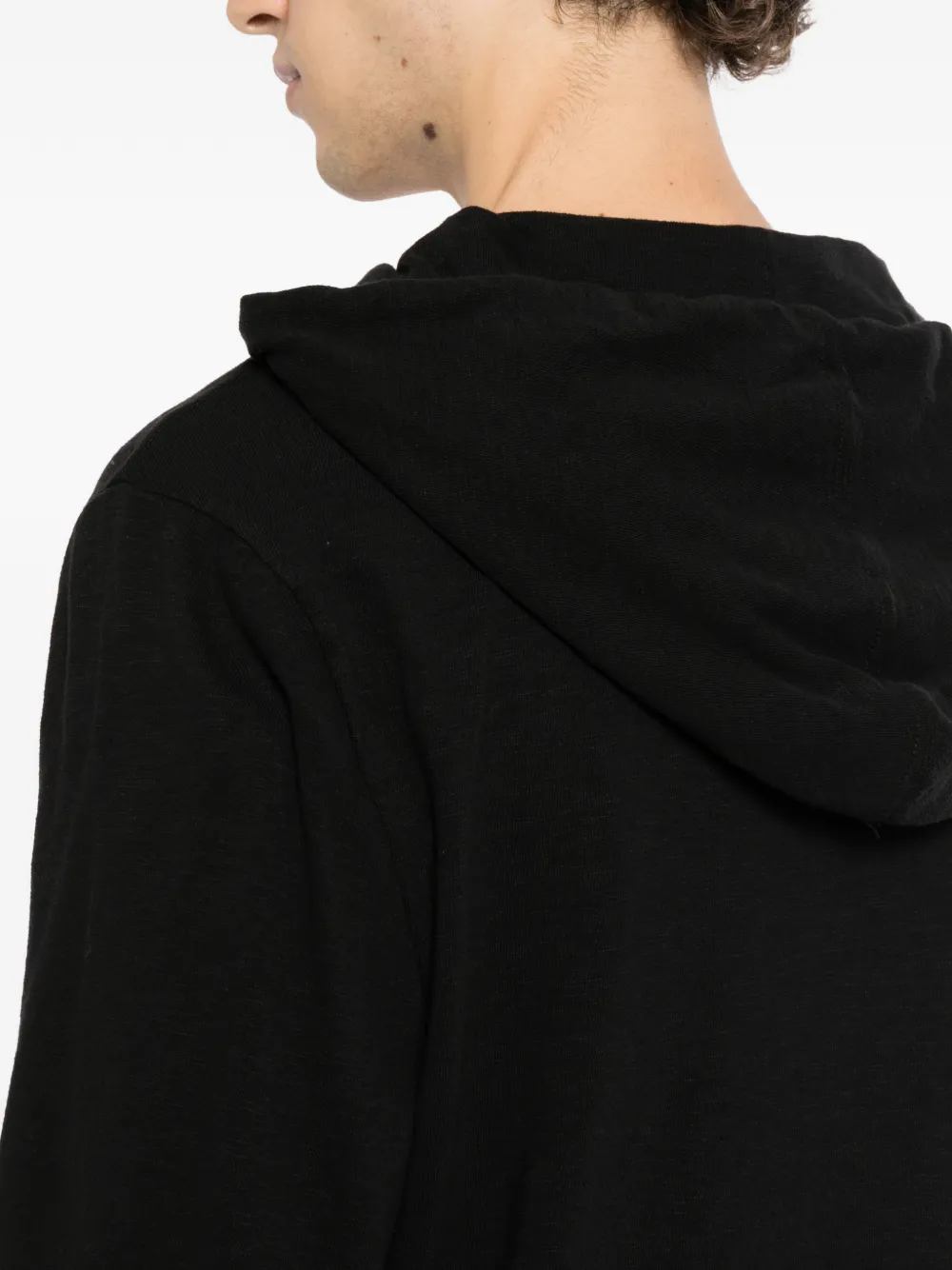 James Perse cotton slub hoodie Zwart