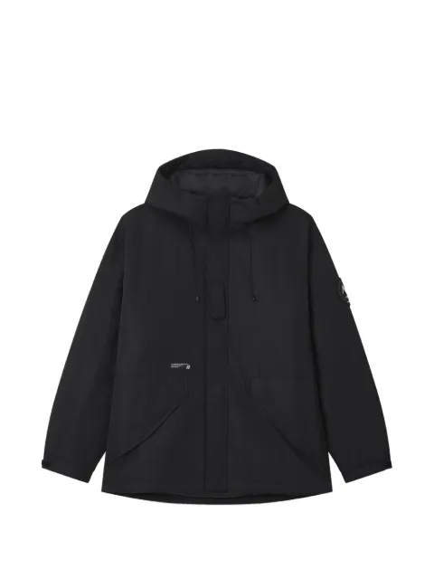 izzue hooded logo-patch jacket