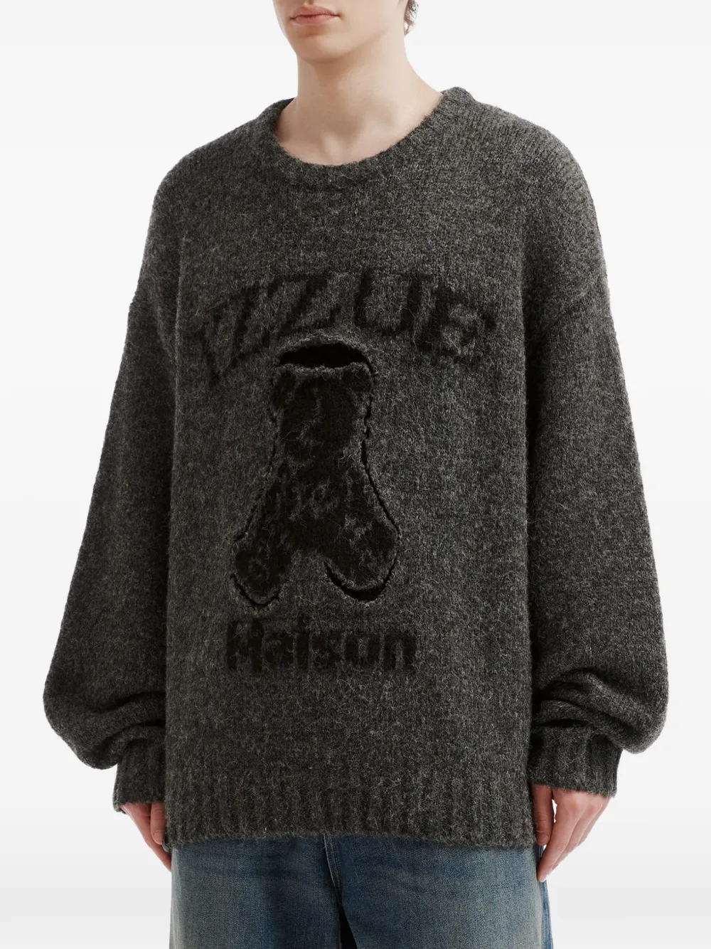 izzue logo-intarsia bear-motif sweater Grijs