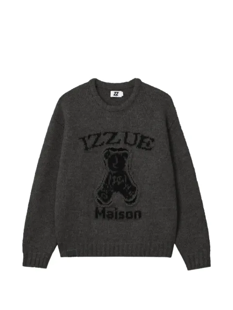 izzue logo-intarsia bear-motif sweater