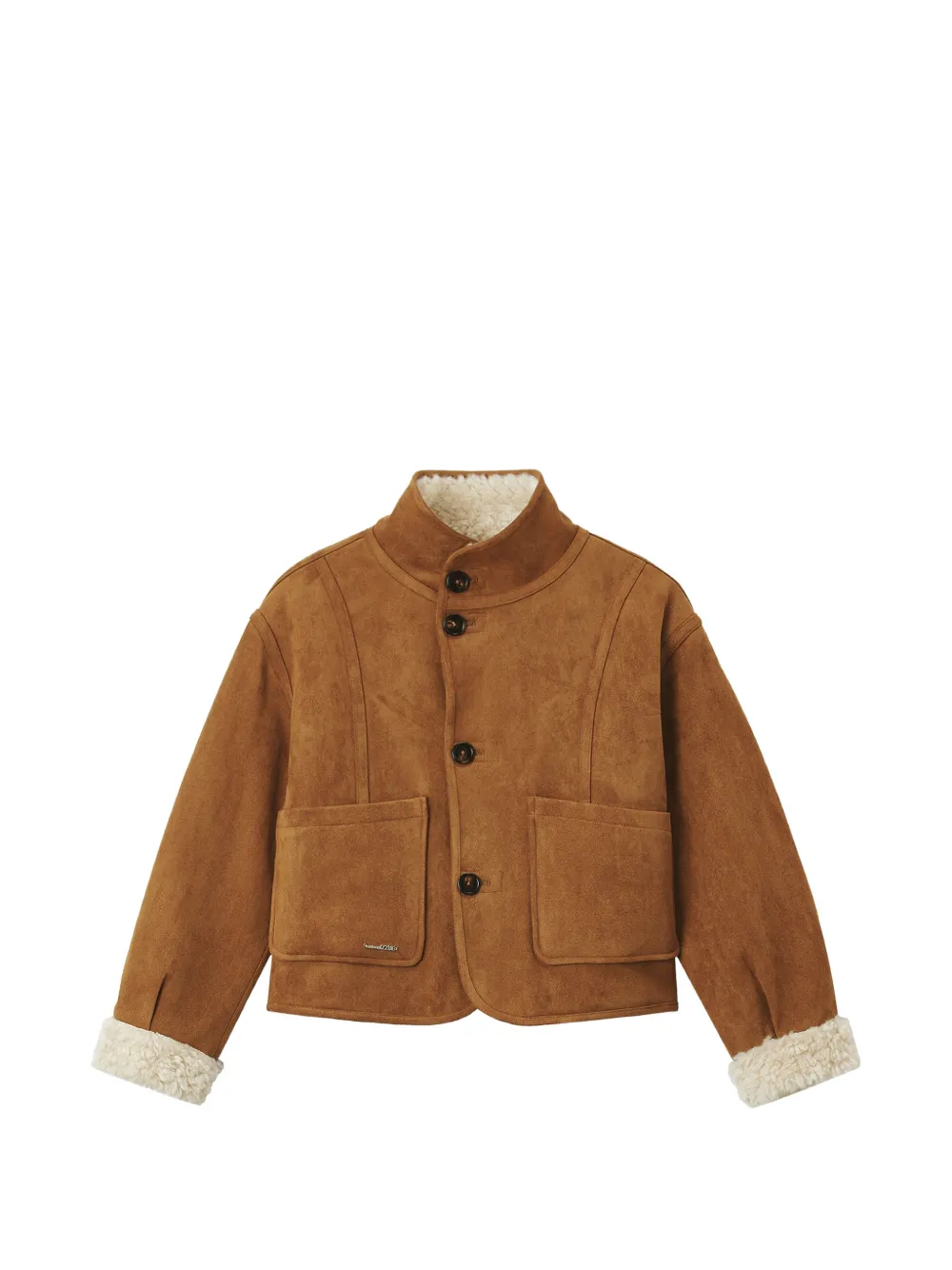 izzue shearling-trim faux-suede jacket