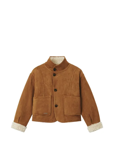 izzue shearling-trim faux-suede jacket
