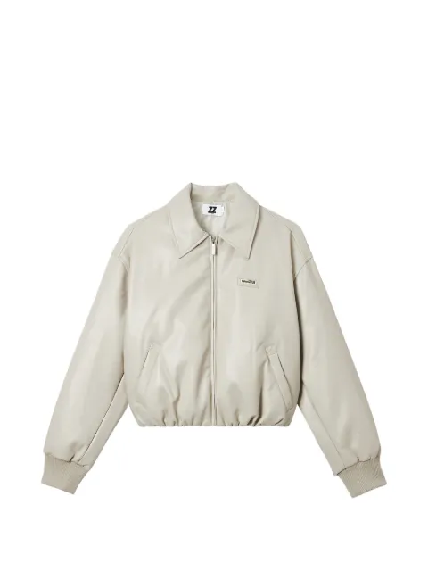 izzue logo-patch zip-up bomber jacket