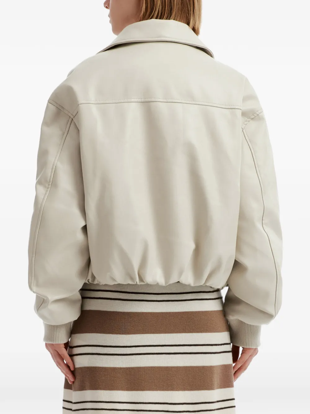 izzue logo-patch zip-up bomber jacket Wit