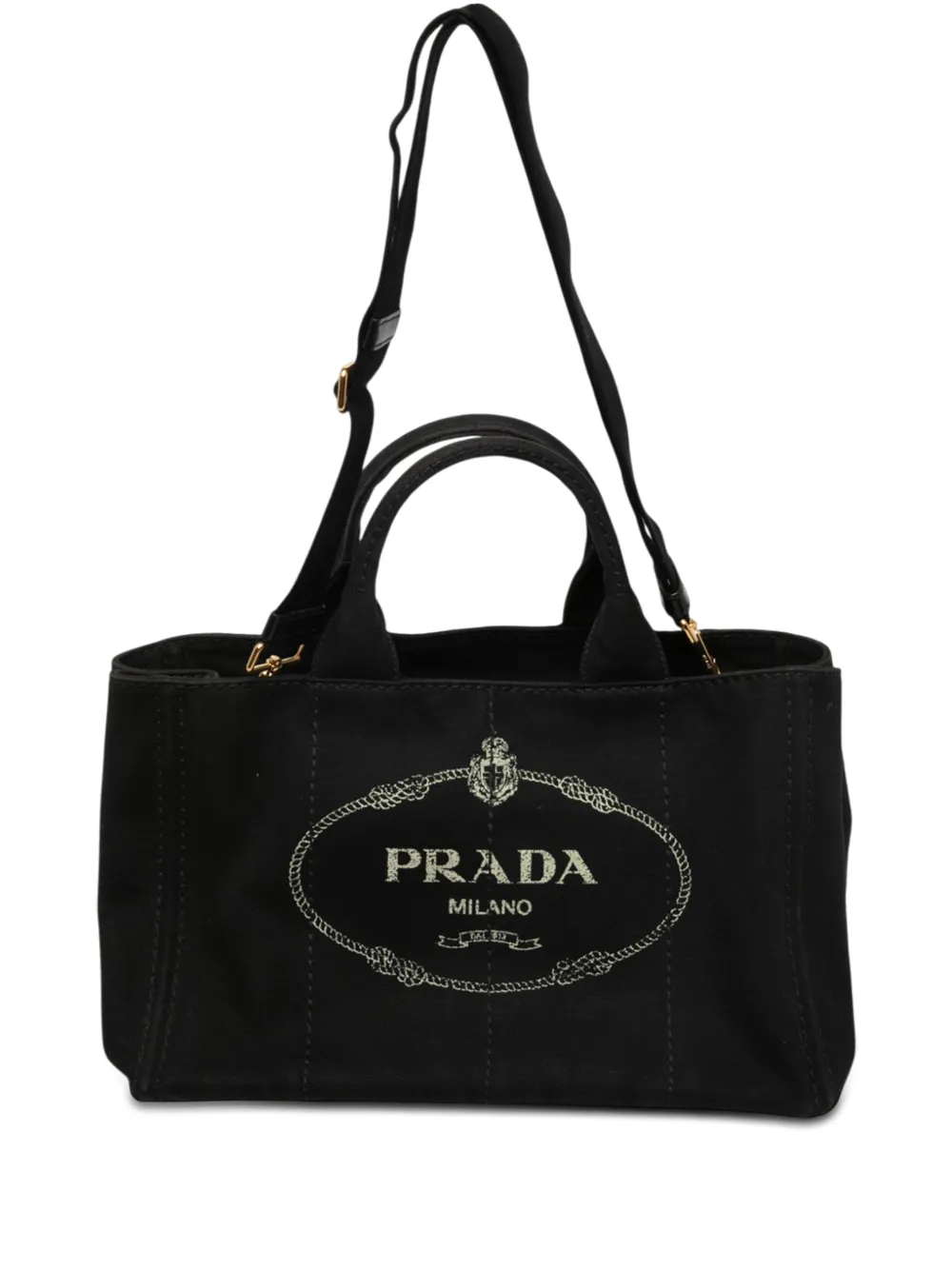 Prada Pre-Owned 2013-2026 Canapa Tote Satchel-Tasche mit Logo - Schwarz