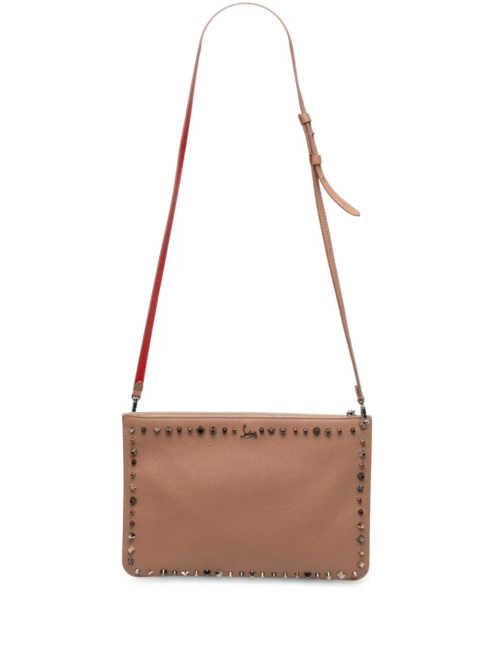Christian Louboutin Pre-Owned 2017 Empire Trashmix Spike Loubi Clutch aus Leder mit Riemen - Braun