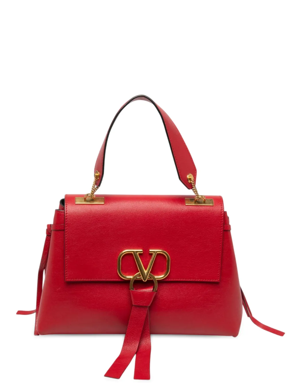 Valentino Garavani Pre-Owned 2000-2017 mittelgroße gekörnte VRing Satchel-Tasche - Rot