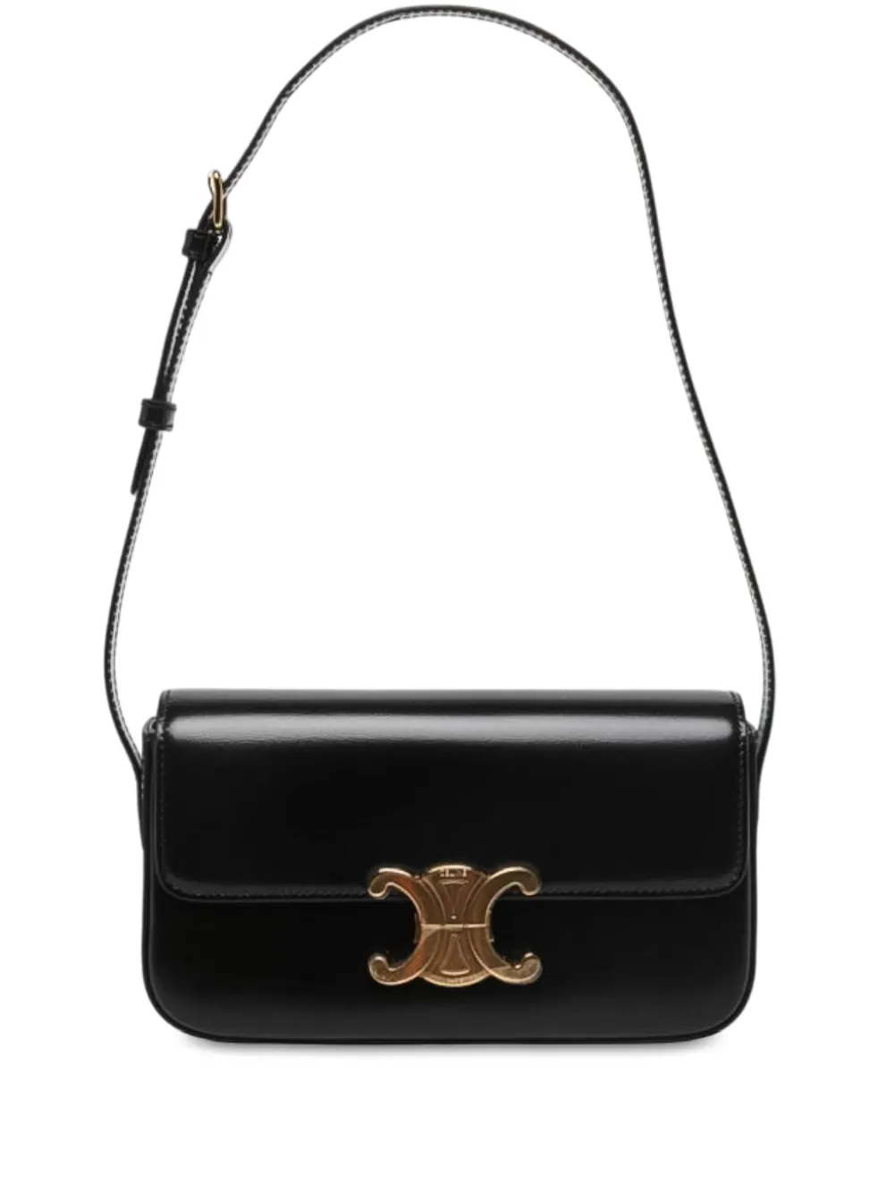 Celine Pre-Owned 2024 glänzende Triomphe Claude Schultertasche aus Kalbsleder - Schwarz