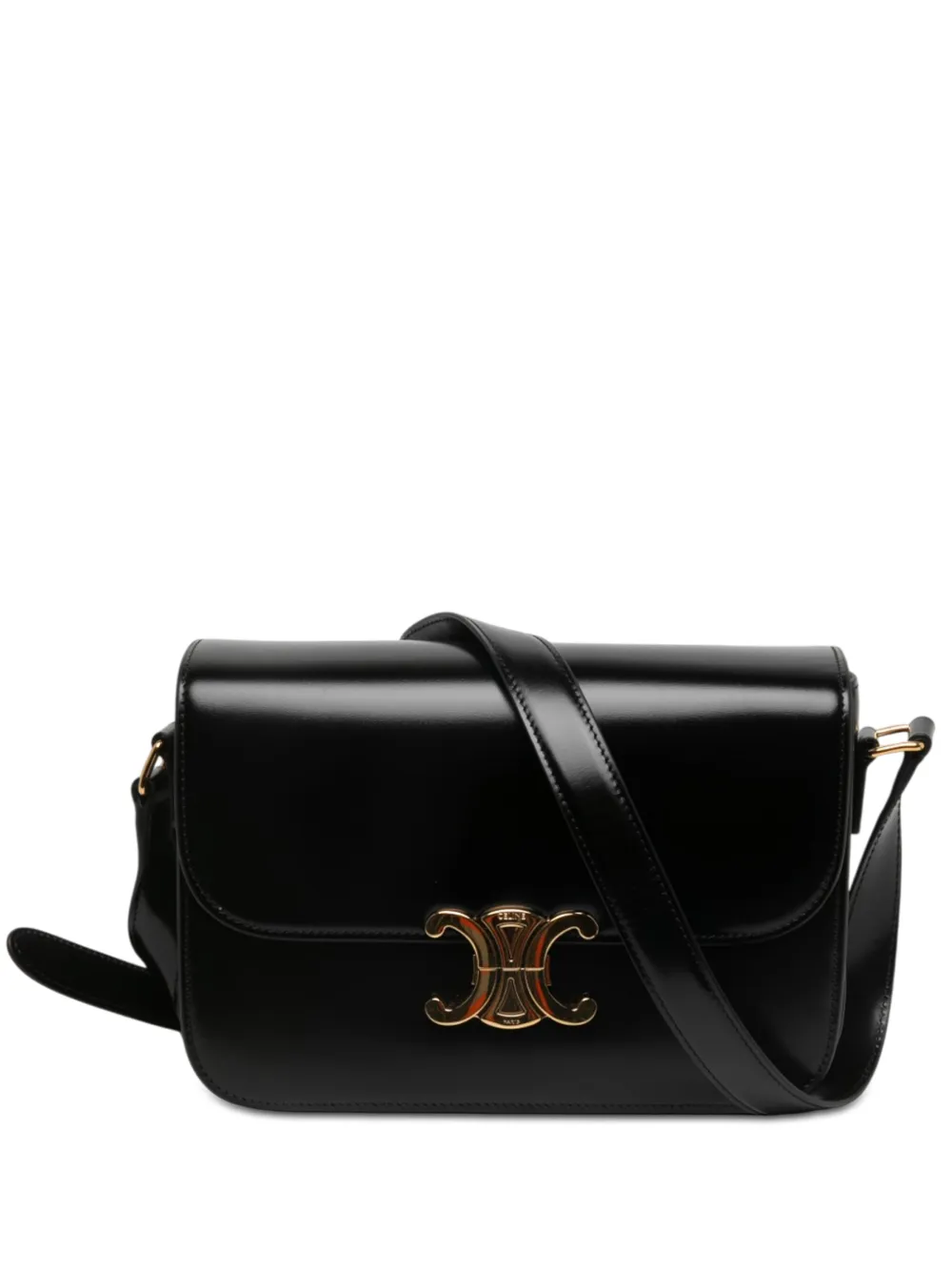 Celine Pre-Owned Borsa a tracolla Classique Triomphe in pelle di vitello lucida 2025 - Nero