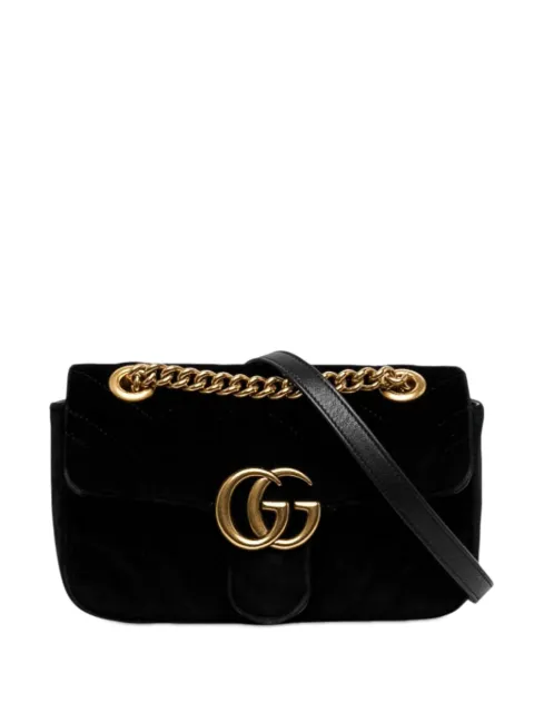 Gucci Pre-Owned small 2016-2026 GG Marmont matelasse velvet shoulder bag