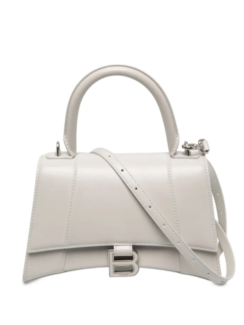 Balenciaga Pre-Owned 2021 kleine Hourglass Satchel-Tasche aus glänzendem Boxkalbsleder - Weiß