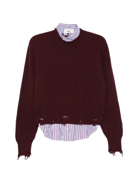 SOLOTRE distressed ribbed-knit sweater