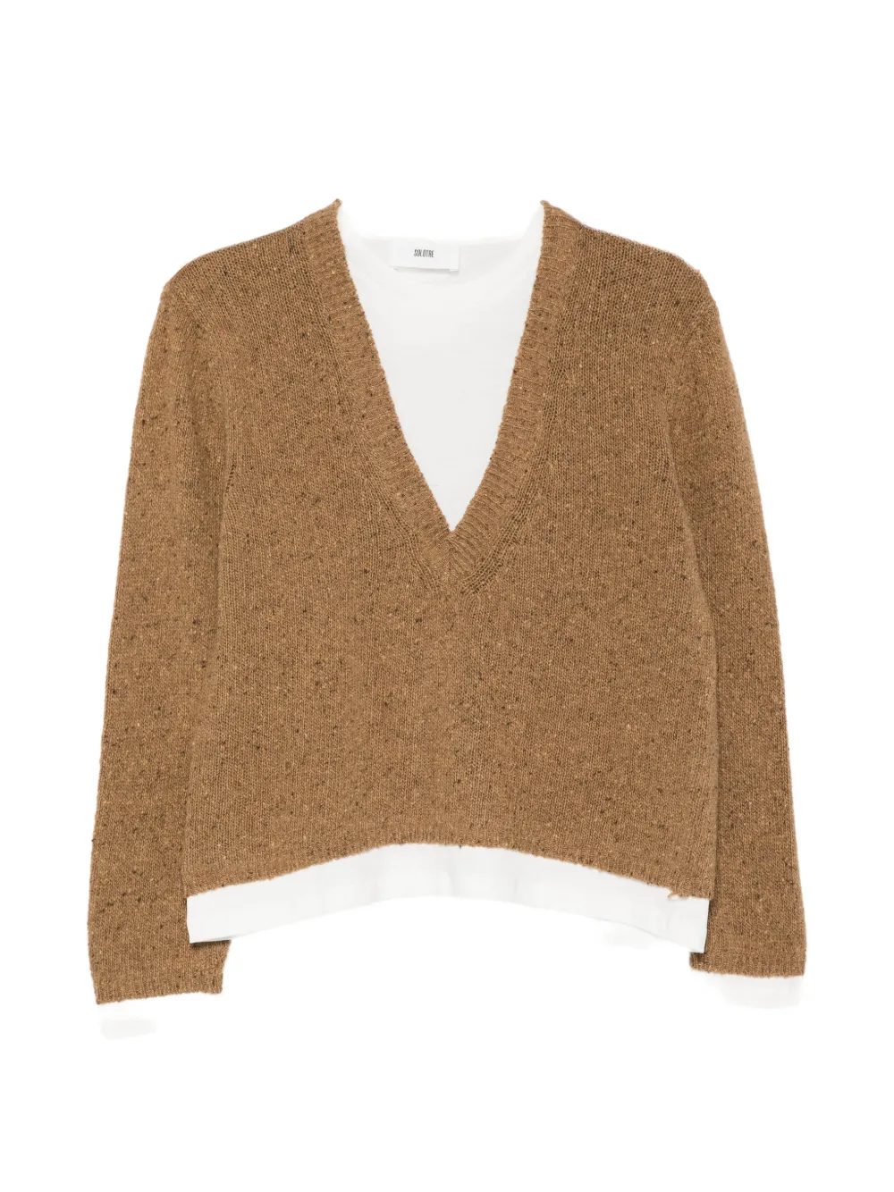 SOLOTRE marl-knit layered-effect sweater - Marrone