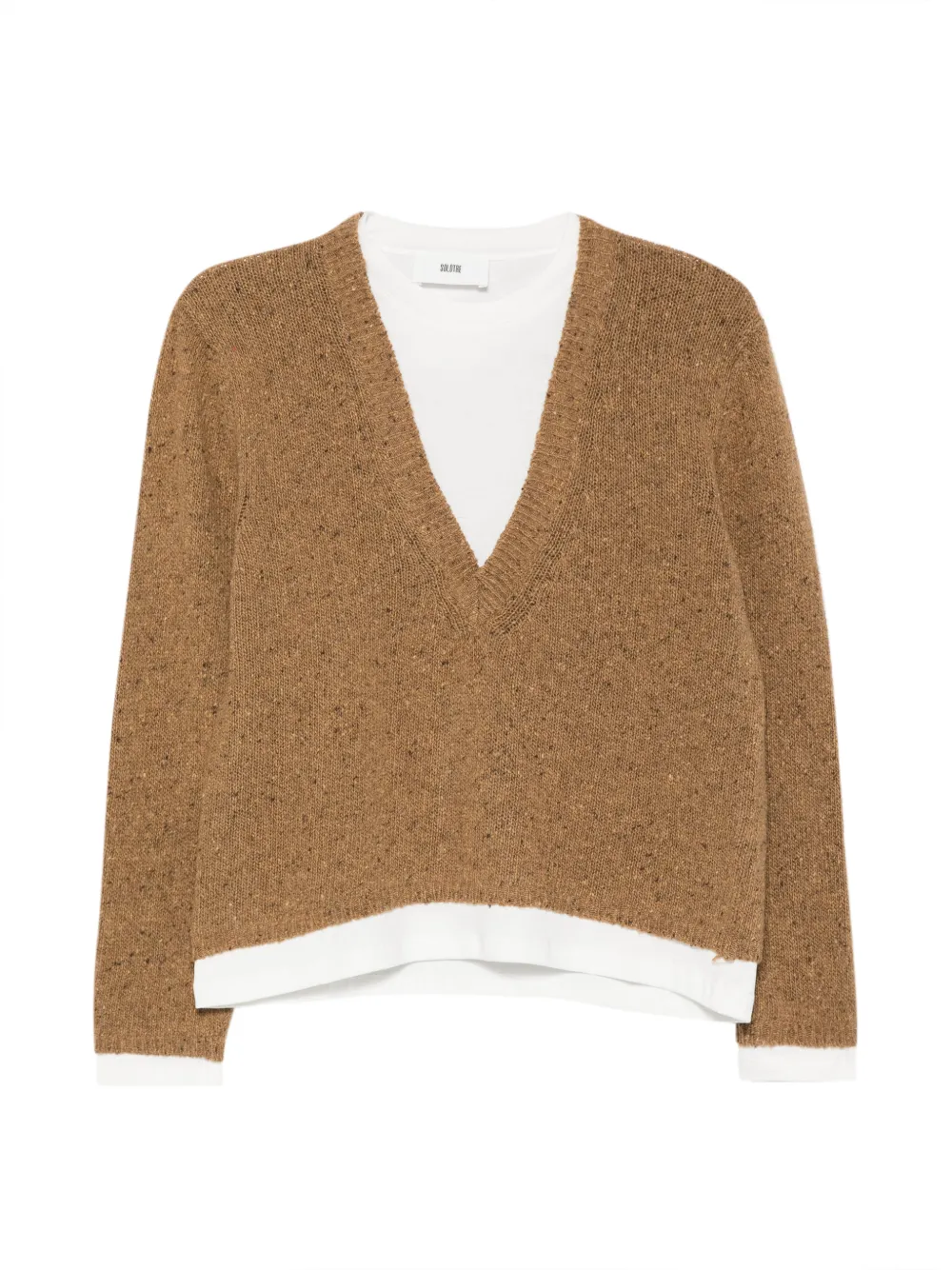 SOLOTRE marl-knit layered-effect sweater - Marron SOLOTRE marl-knit layered-effect sweater - Marron