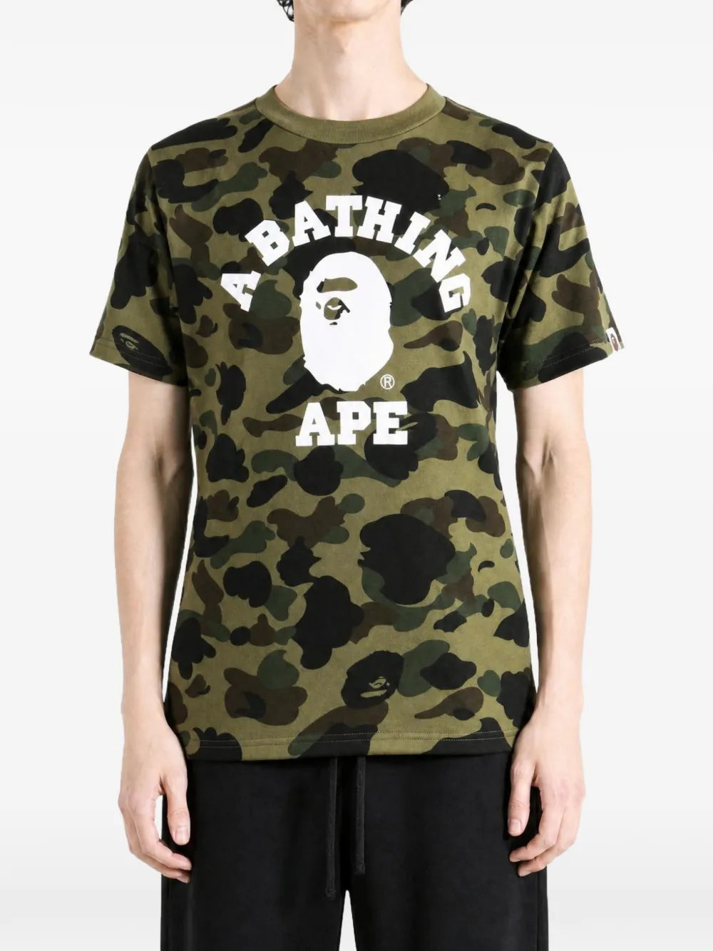 A BATHING APE 1st Camo T-shirt met collegeprint Groen