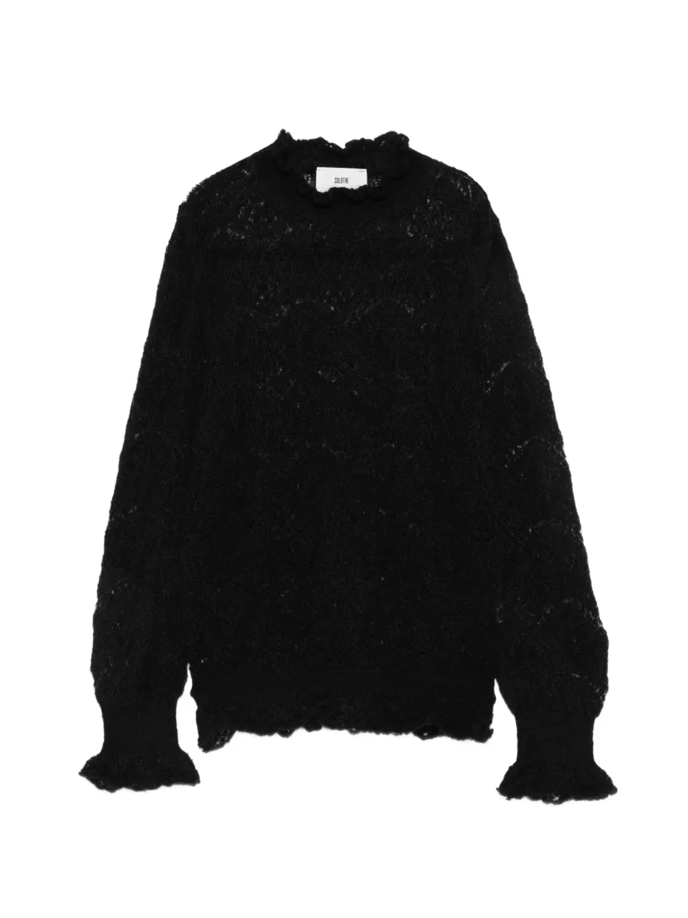 SOLOTRE lace-knit ruffle-trim sweater - Noir SOLOTRE lace-knit ruffle-trim sweater - Noir