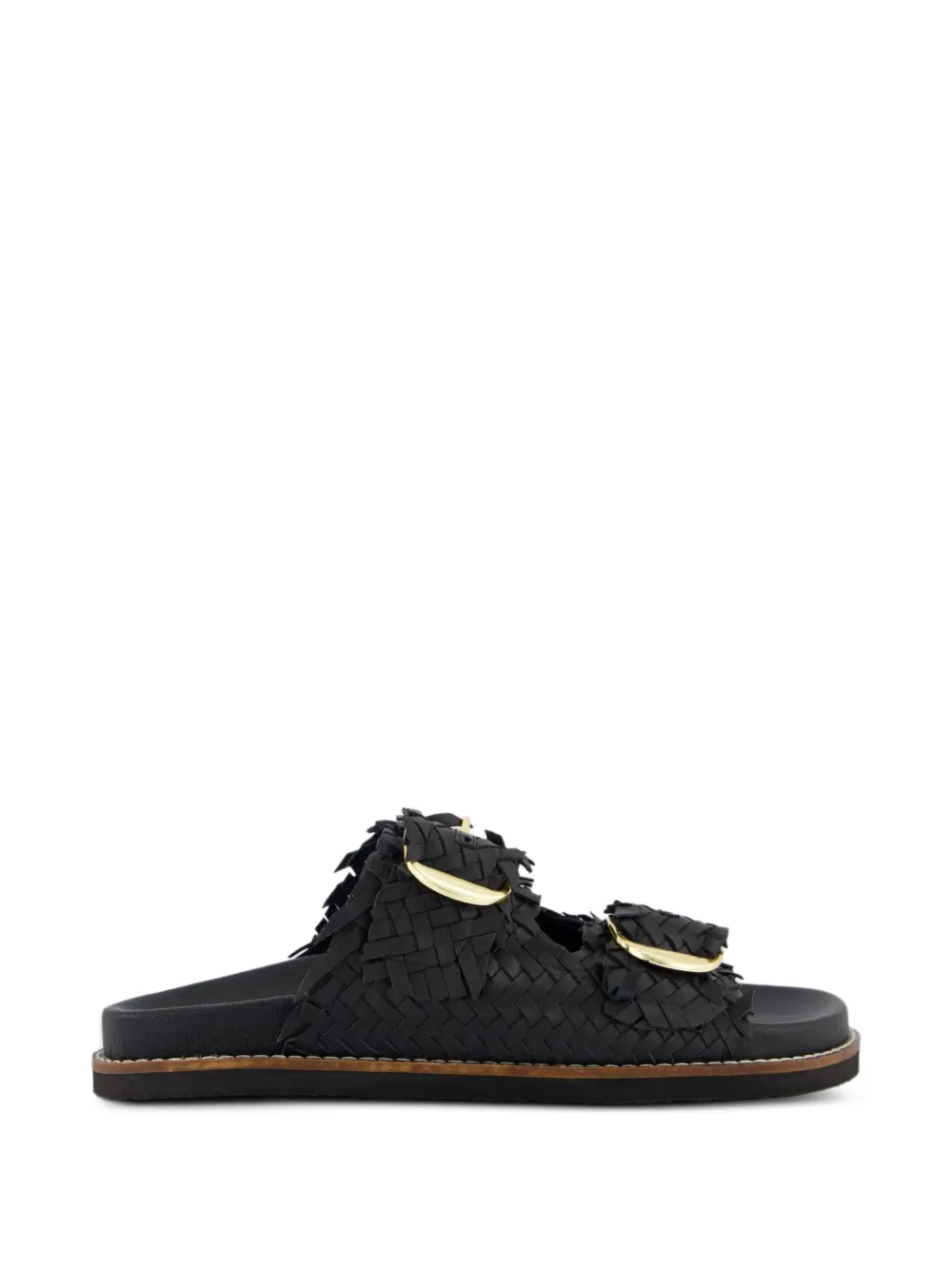 Gibaldi woven buckle-fastening slippers - Nero