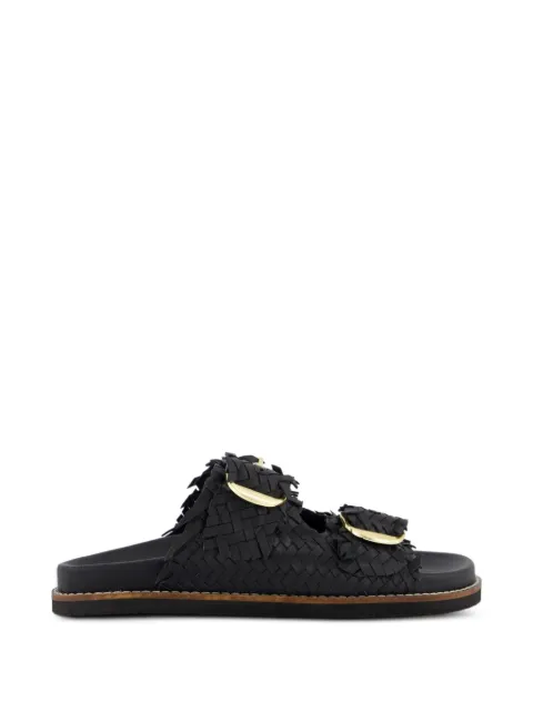 Gibaldi woven buckle-fastening slippers