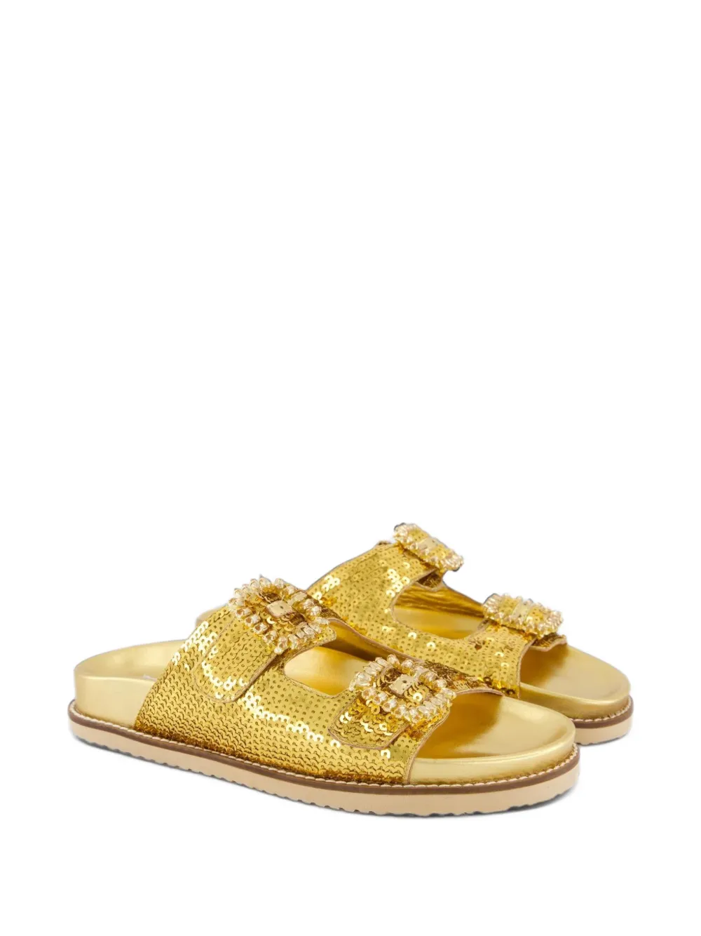 INUOVO sequin-embellished buckle flat sandals