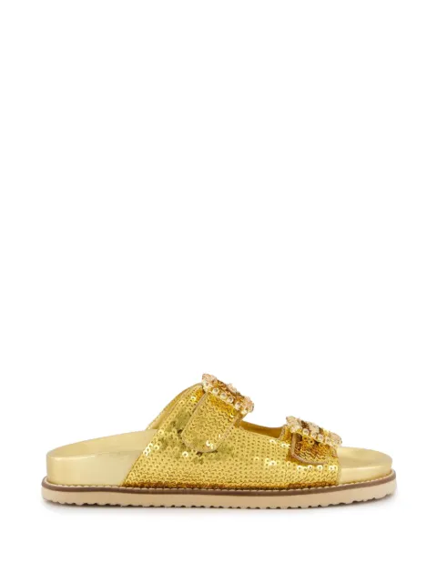 INUOVO sequin-embellished buckle flat sandals