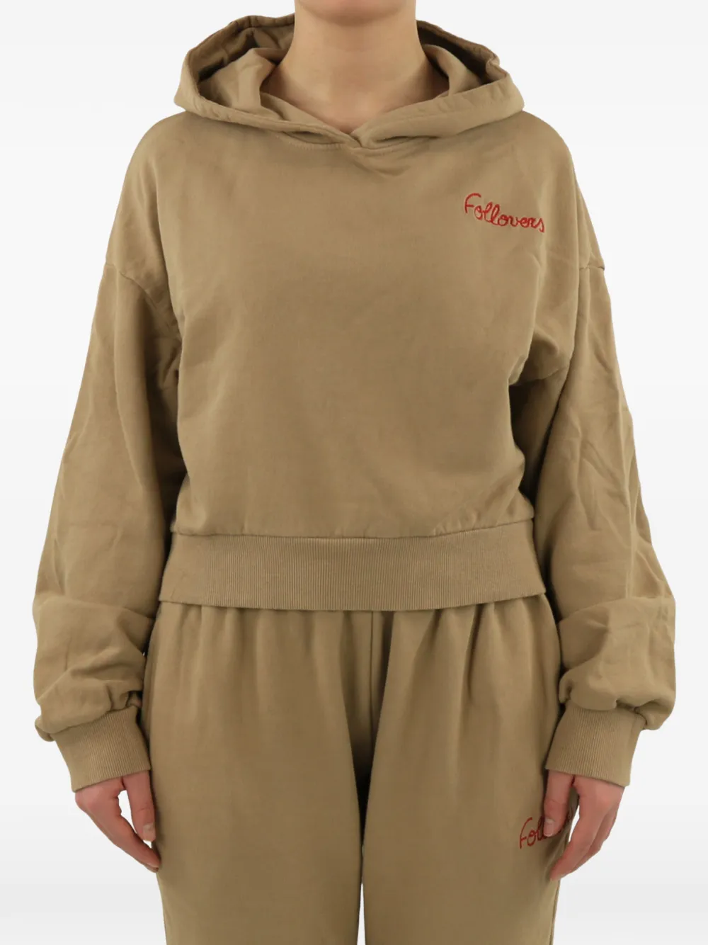 Follovers Kylie logo-embroidered cropped hoodie