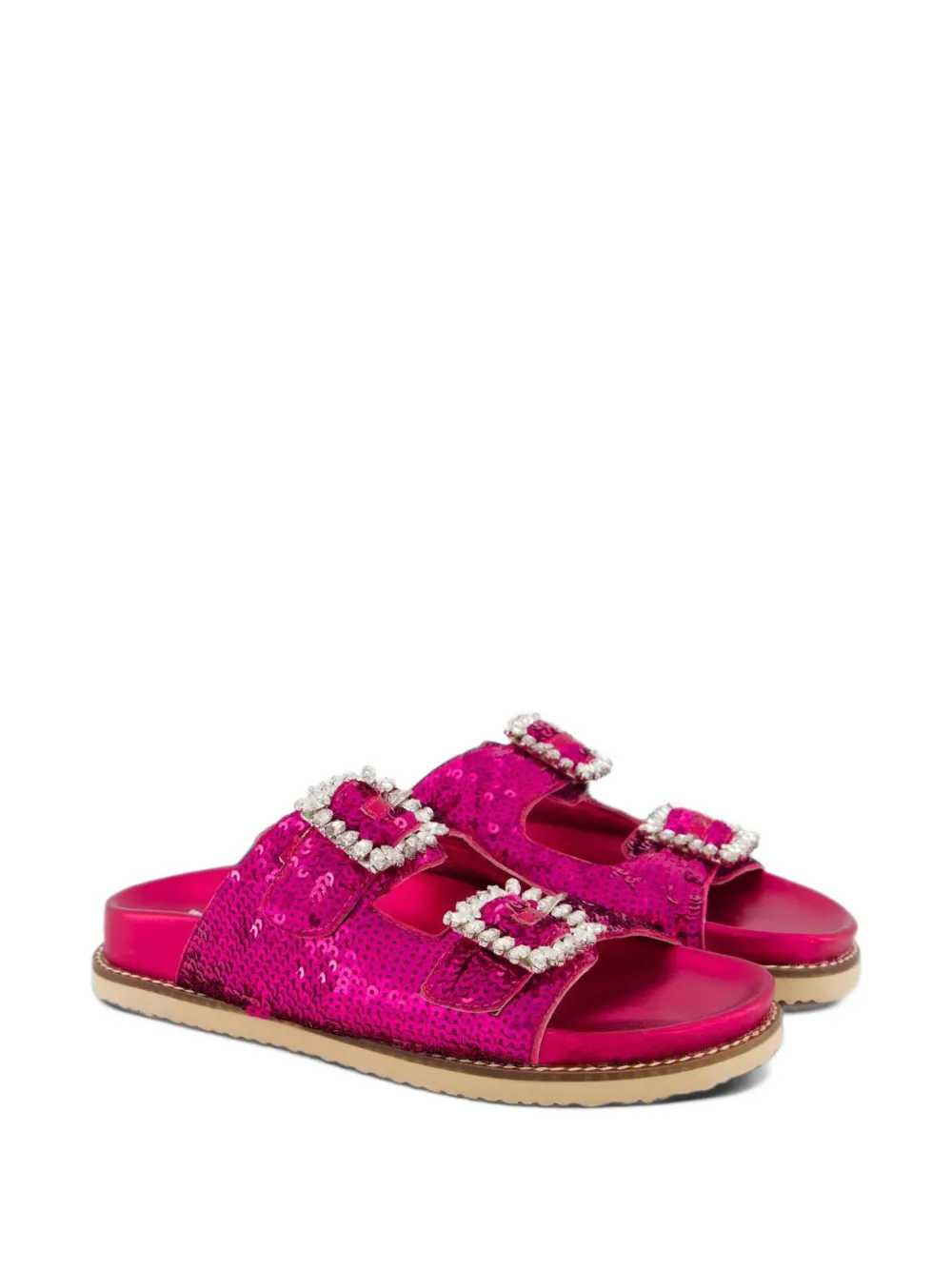 INUOVO sequin-embellished crystal-buckle flat sandals