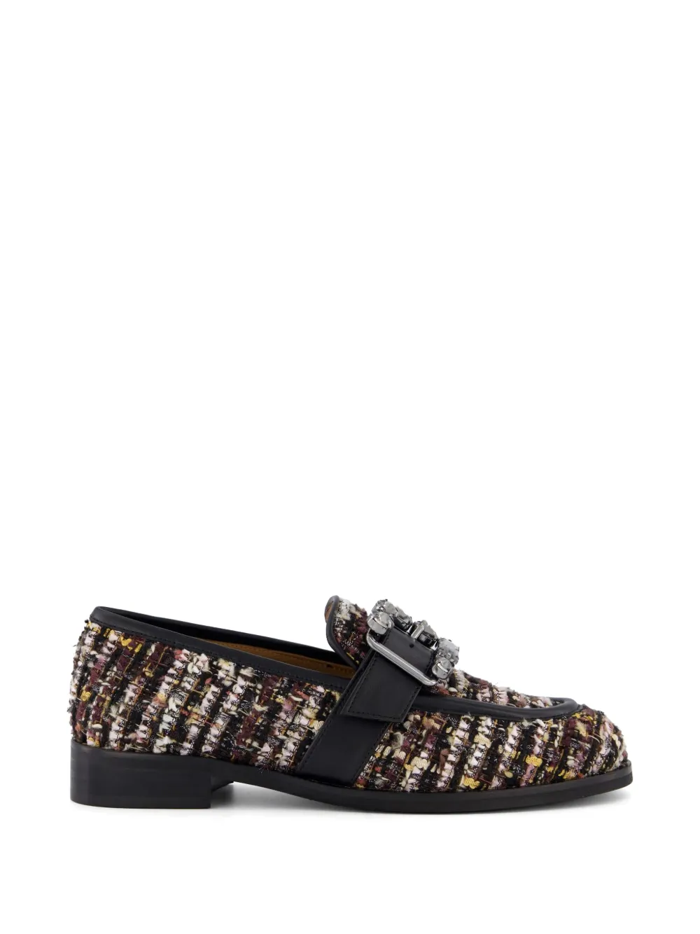 Gibaldi Martina T Duilio 3 crystal-embellished tweed loafers - Nero