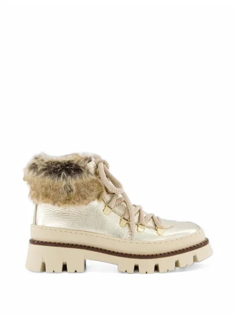 Gibaldi faux-fur trim lace-up boots