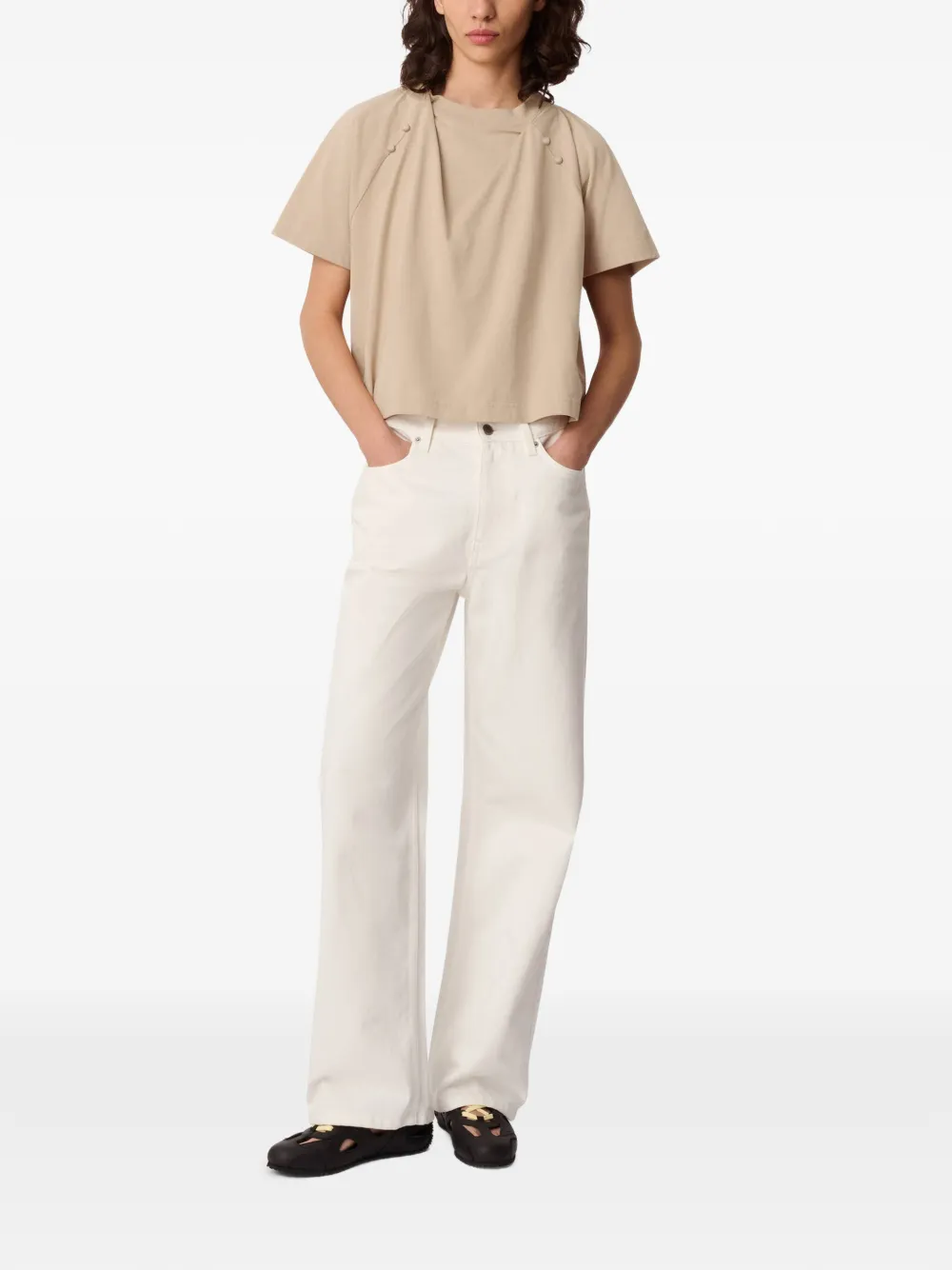 Axel Arigato Hosta gedrapeerde top met knoopdetail Beige