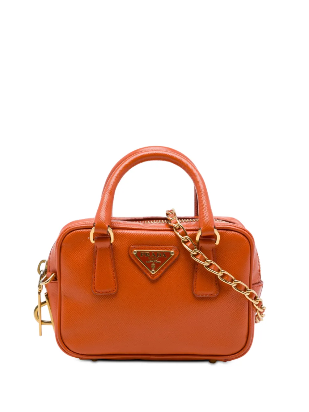 Prada Pre-Owned 2000-2013 Mini Saffiano Lux Bauletto Bag satchel - Arancione