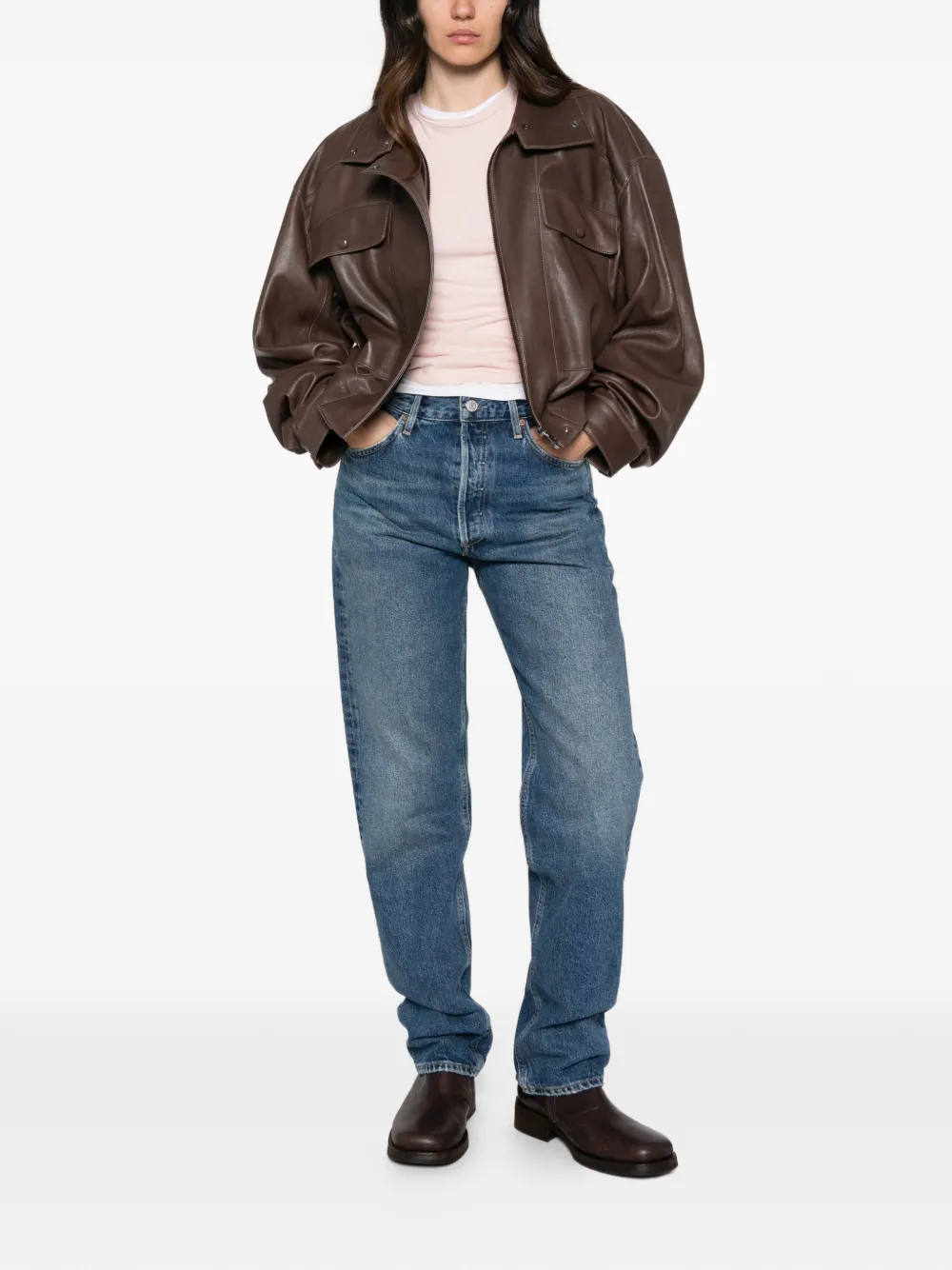 AGOLDE Straight jeans met vervaagd effect Blauw