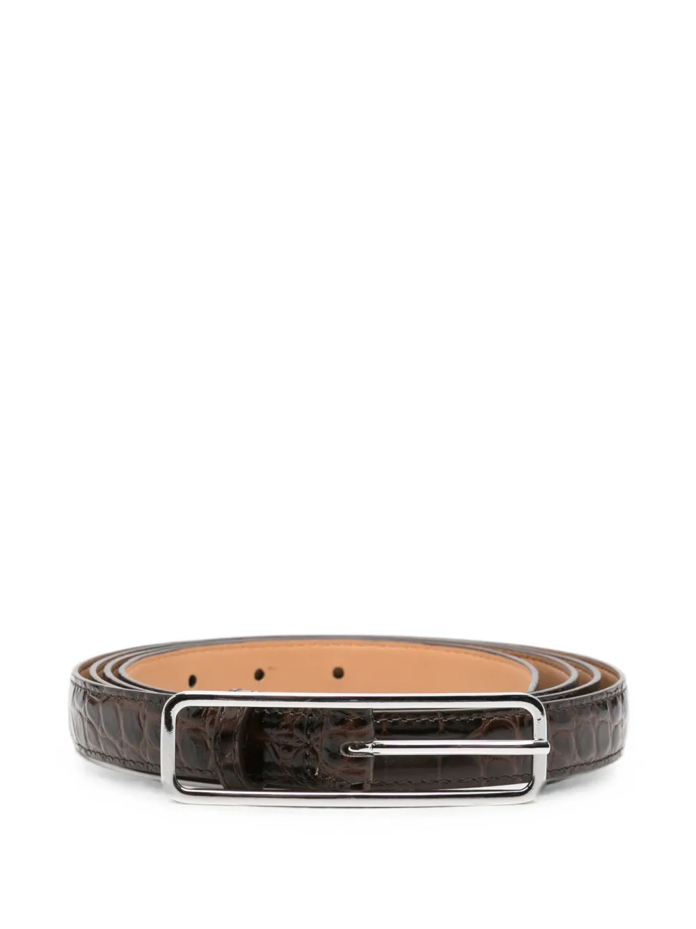 SOLOTRE croc-effect leather belt - Marrone
