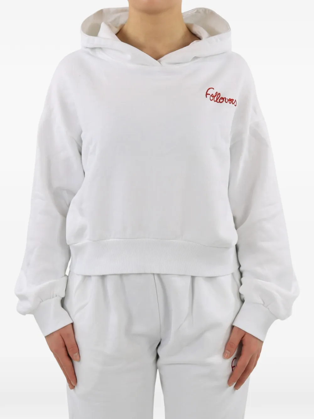 Follovers logo-embroidered cropped hoodie
