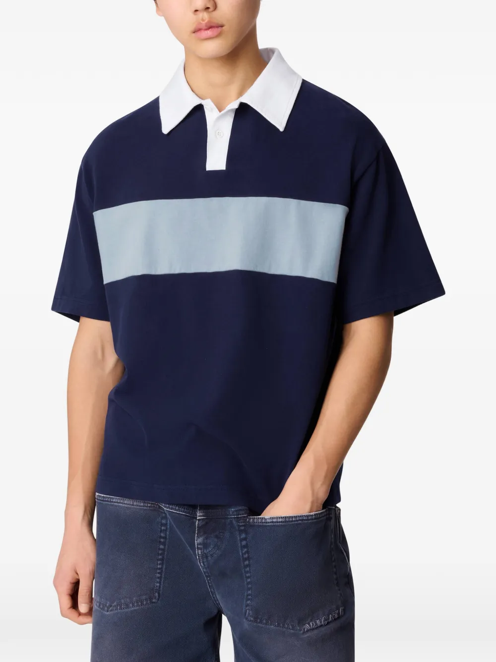 Axel Arigato Brook poloshirt met colourblocking Blauw