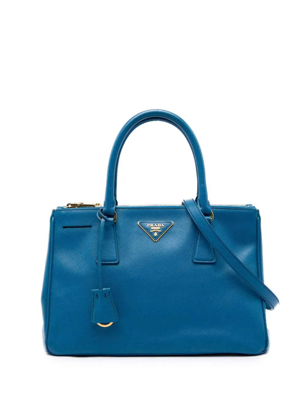 Prada Pre-Owned 2010-2026 kleine Saffiano Lux Galleria Double Zip Satchel-Tasche - Blau