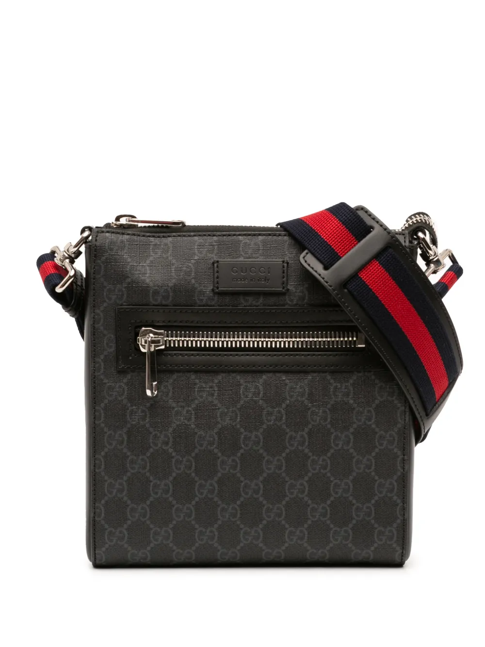 Gucci Pre-Owned petite sacoche à bandoulière à motif GG Supreme et rayure Web (2000-2015) - Noir Gucci Pre-Owned petite sacoche à bandoulière à motif GG Supreme et rayure Web (2000-2015) - Noir