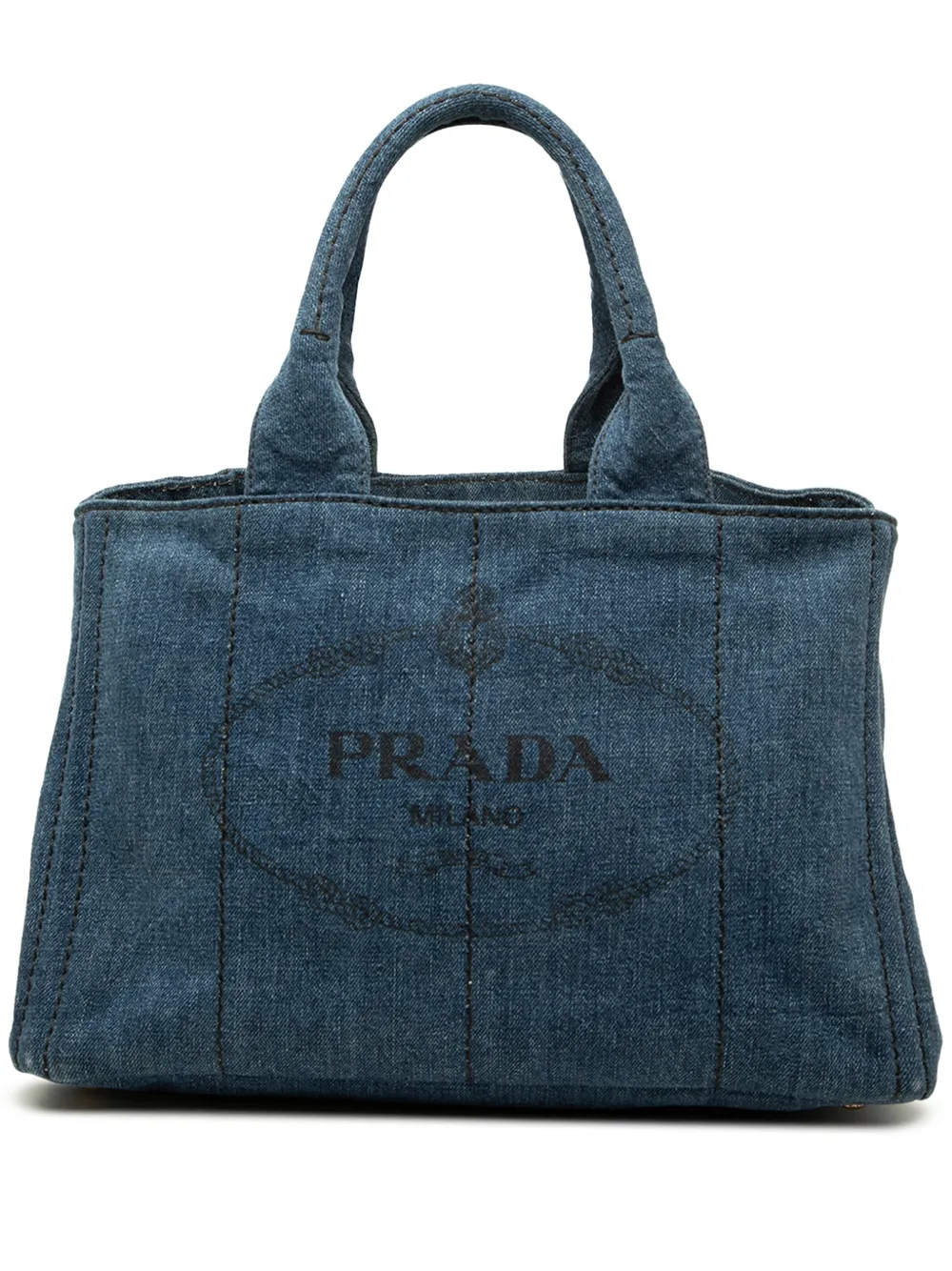 Prada Pre-Owned 2013-2026 Denim Canapa Logo Tote satchel - Blu
