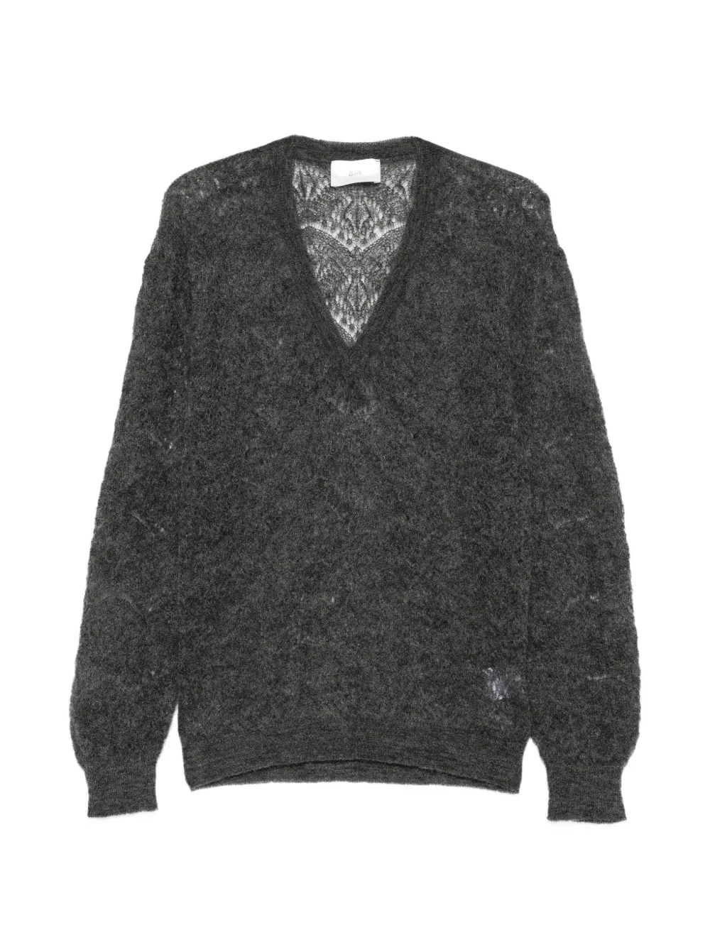 SOLOTRE lace-knit V-neck sweater - Gris SOLOTRE lace-knit V-neck sweater - Gris