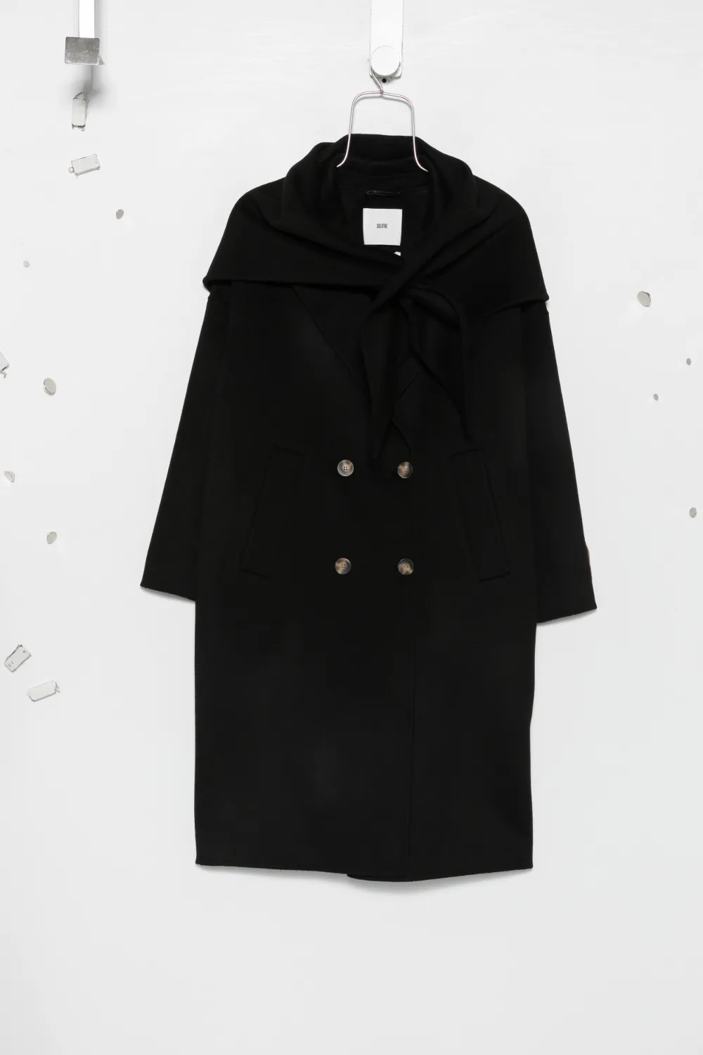 SOLOTRE double-breasted scarf-detail coat - Nero