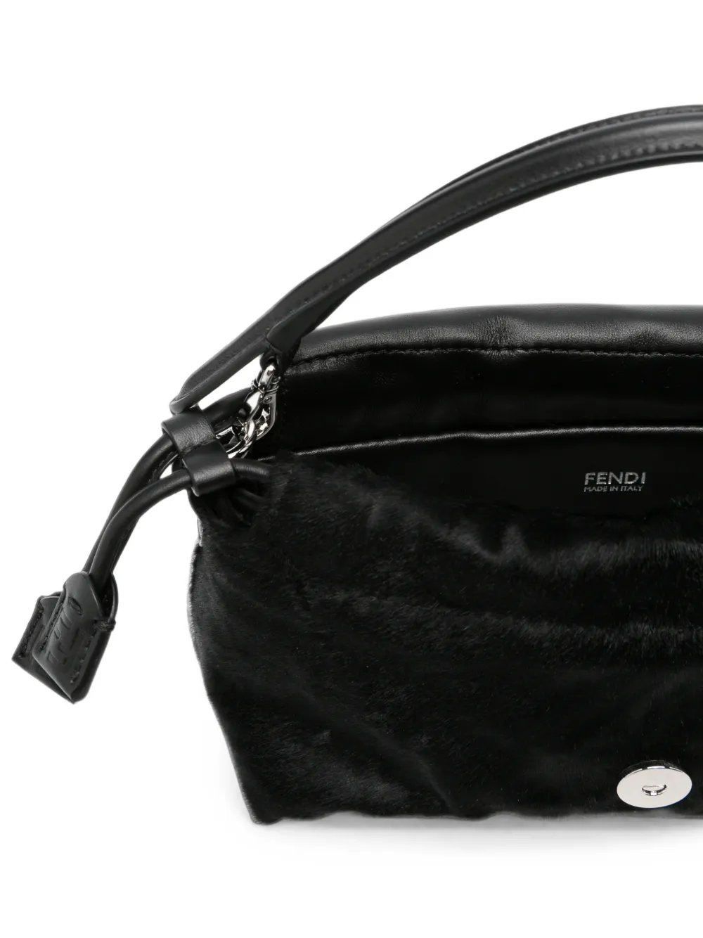 FENDI Kleine Baguette clutch met haarafwerking Zwart