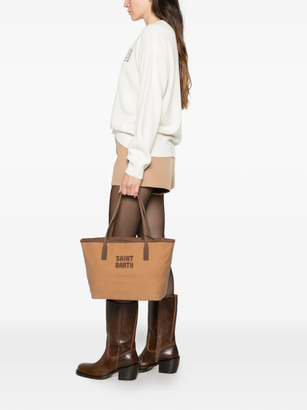 MC2 Saint Barth Shopper met geborduurd logo Bruin