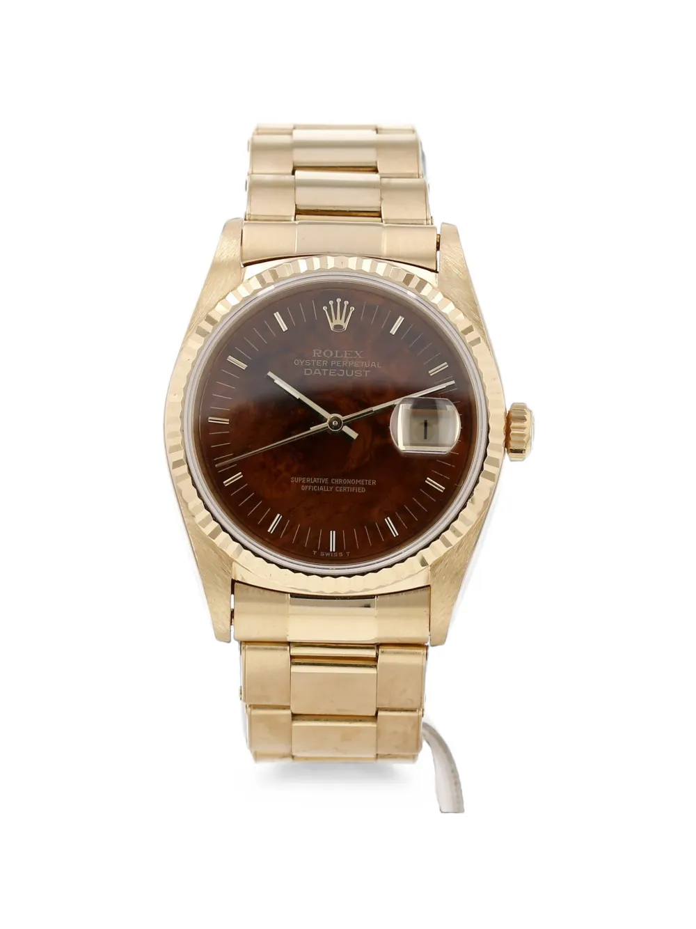 Pre-owned Rolex 1990 Datejust Fluted Bezel 36mm Watch In Brown