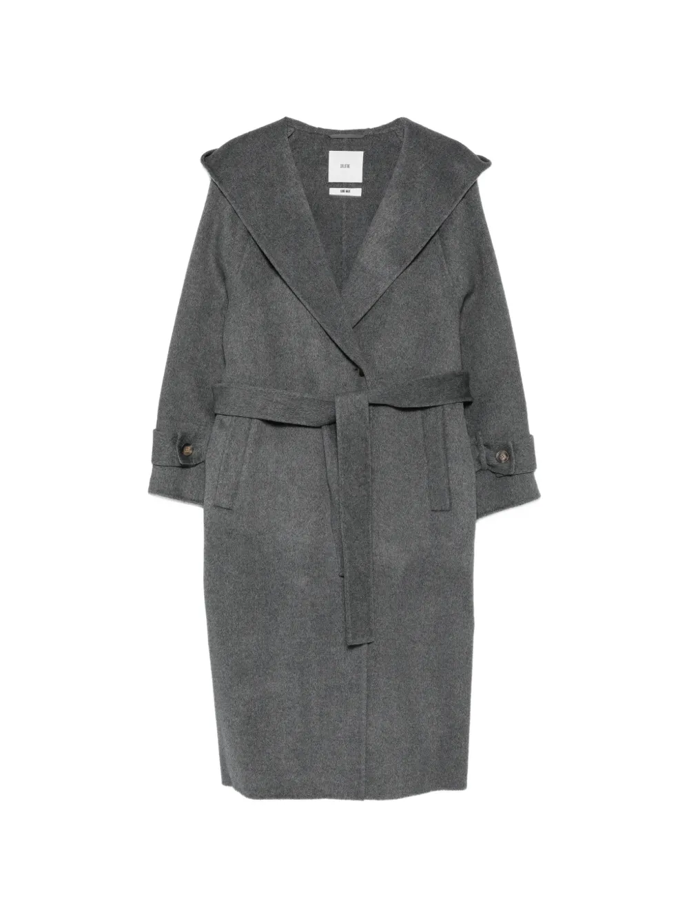 SOLOTRE hooded belted coat - Grigio