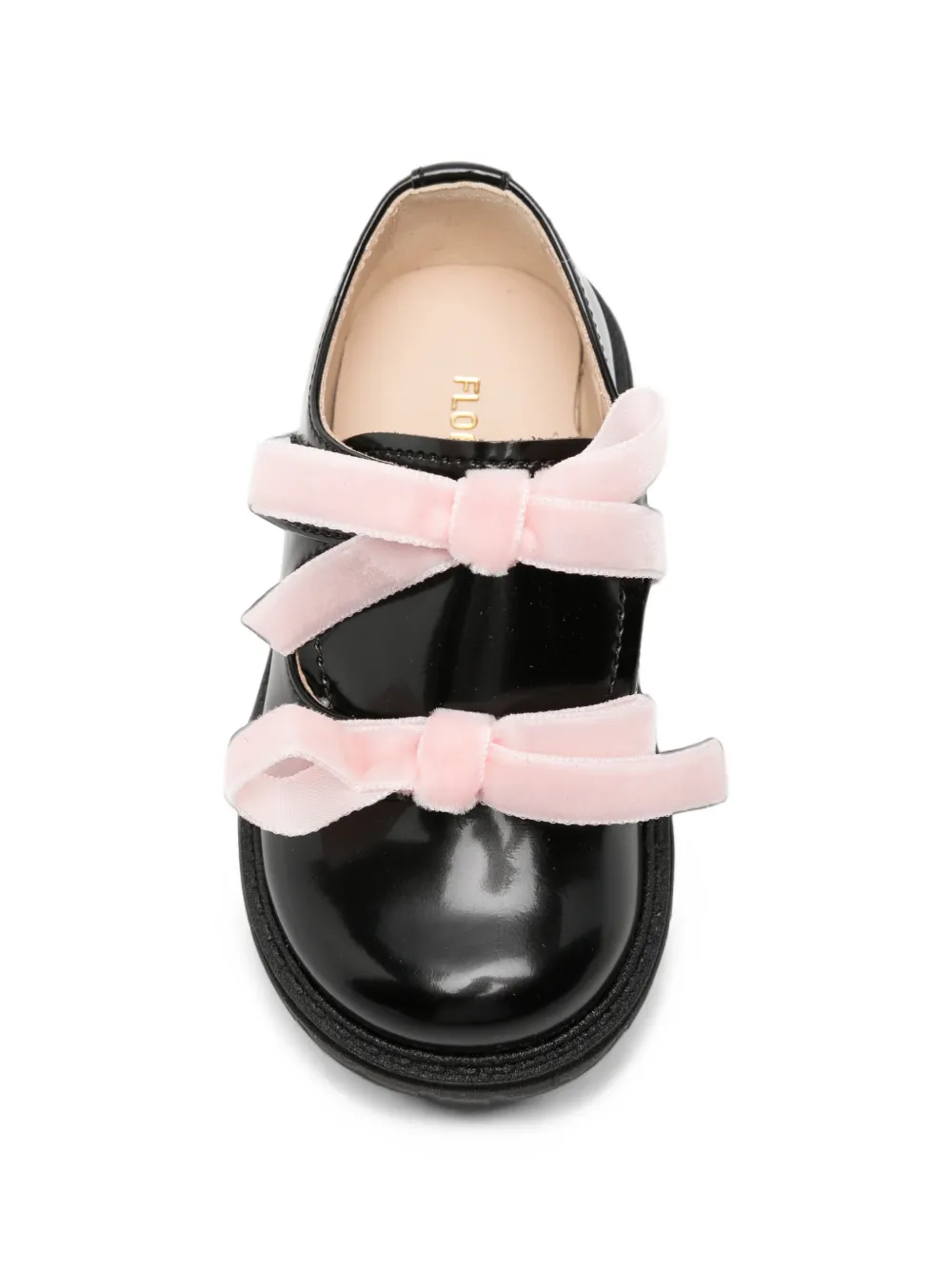 Florens Kids' Bow-detail Patent-leather Ballet Flats In Black