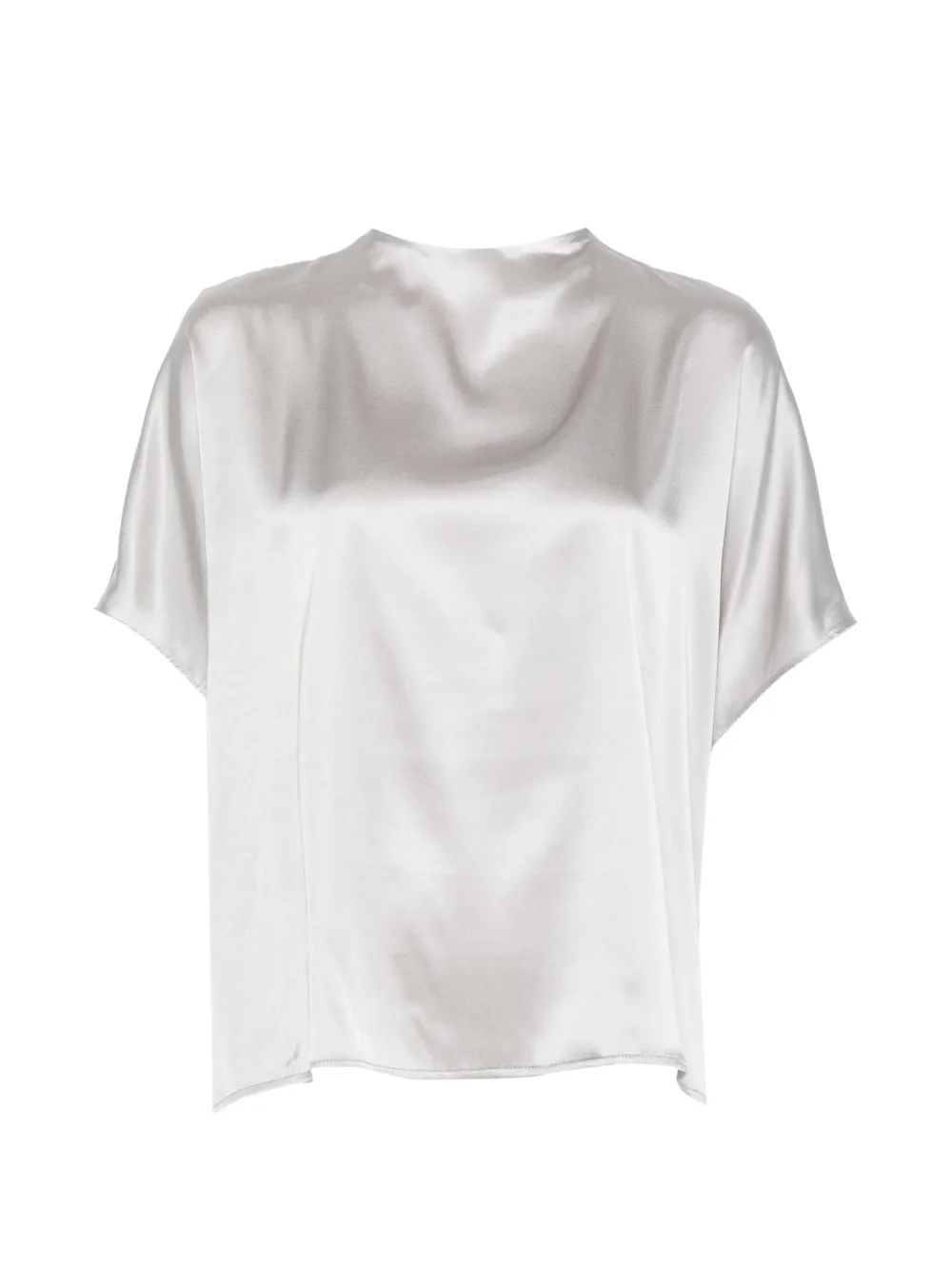Solotre Satin-finish Short-sleeve Top In White