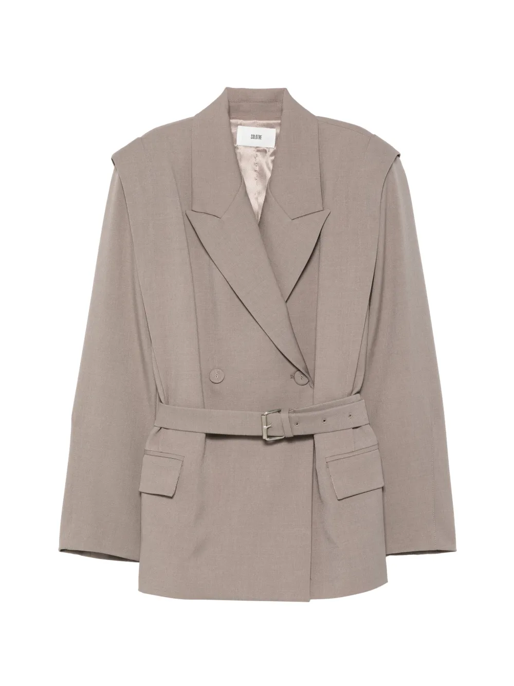 SOLOTRE belted double-breasted jacket - Tons neutres SOLOTRE belted double-breasted jacket - Tons neutres