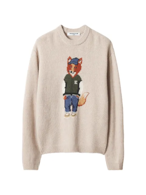 Maison Kitsuné fox-intarsia knitted sweater