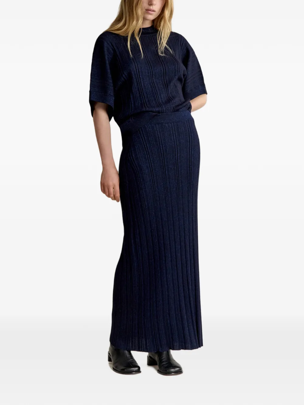 Maison Kitsuné ribbed-knit T-shirt Blauw