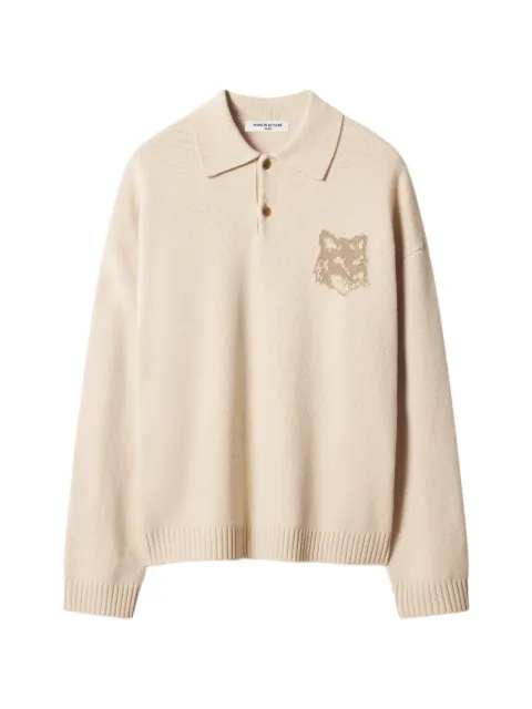 Maison Kitsuné fox-intarsia polo-collar sweater
